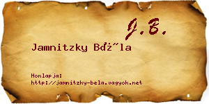 Jamnitzky Béla névjegykártya